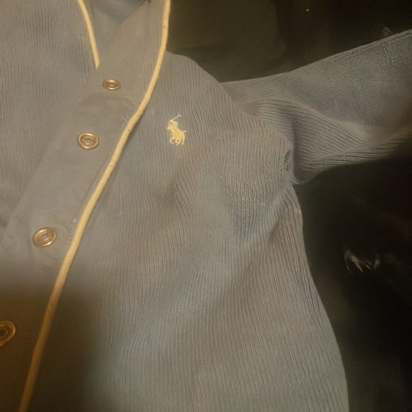 Light blue and white, long sleeve, baby onesie outfit - Picture 2 of 3